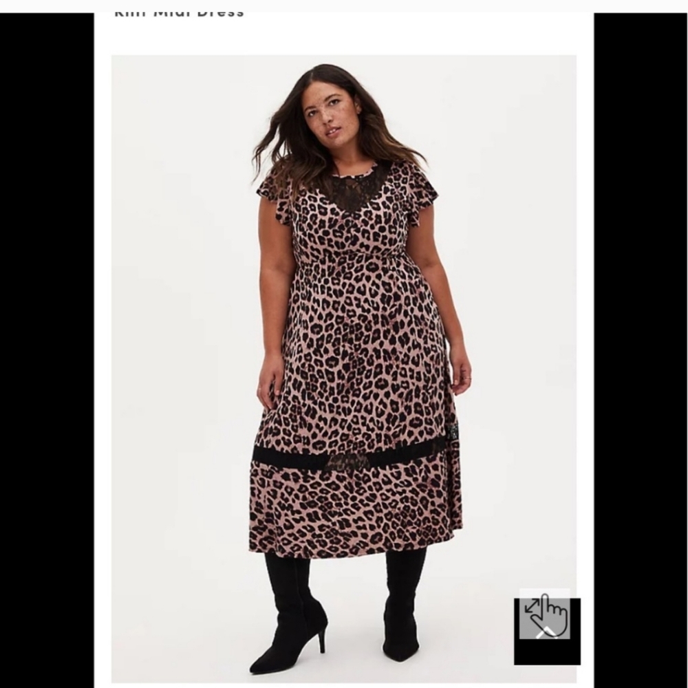 Leopard Print Midi Dress with Lace Detail